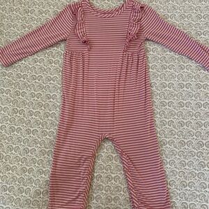 Little Sleepies Pink Striped Romper